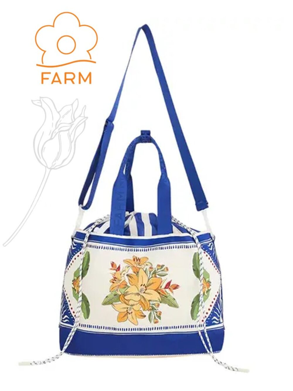 Blue Carioca Tropical Destiny Drawstring Tote Bag